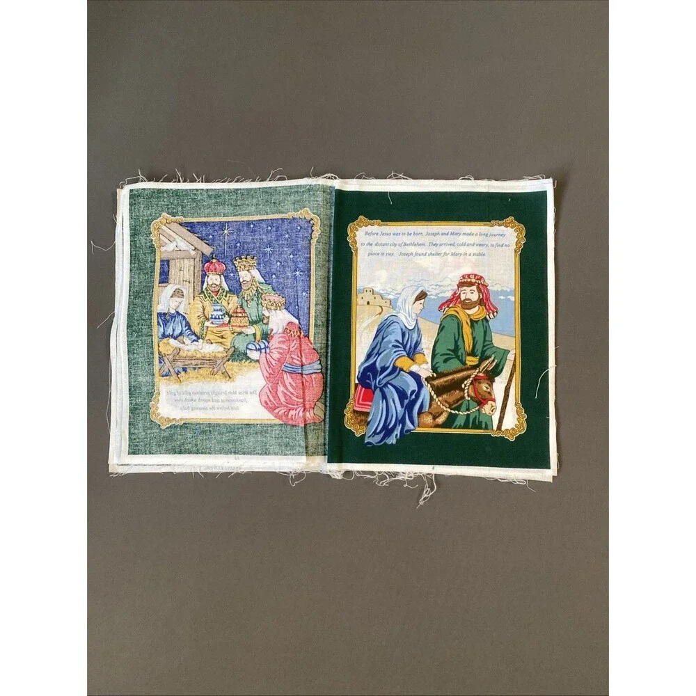 Vintage Christmas Cloth Book Sewing Panel THE NIGHT CHRIST WAS BORN DIY